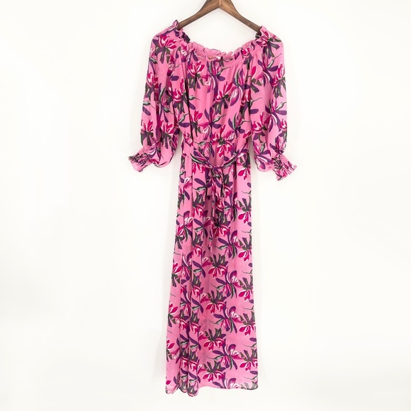 WAYF Cassidy Pink Floral Off The Shoulder Maxi Dress - Picture 2 of 8
